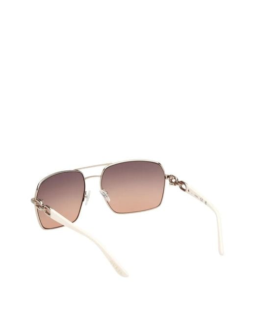 Guess Pink Chain-Link Rectangle-Frame Sunglasses