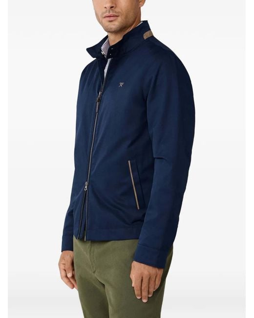 Hackett Blue Harrington Logo-Embroidered Jacket for men