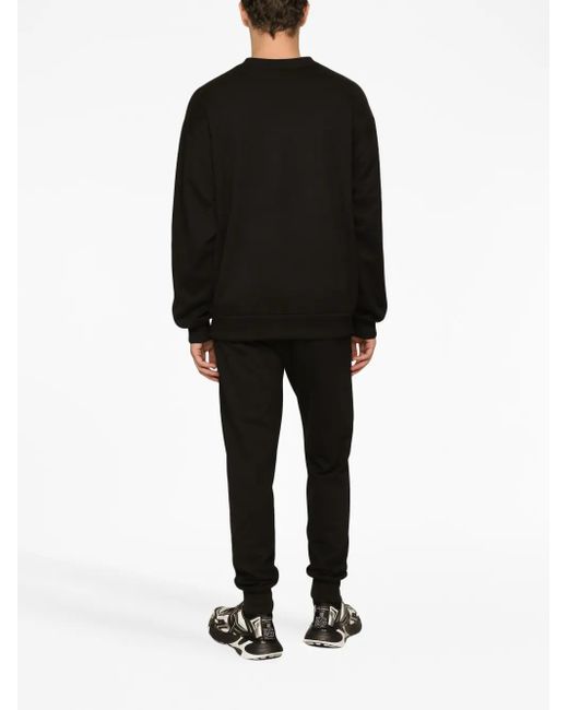 Dolce & Gabbana Black Cotton Crew-Neck Sweatshirt For for men