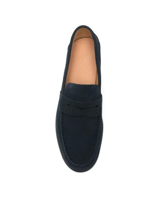 SERGIO MORETTI FIRENZE Blue Mocassins En Daim À Entaille Penny for men