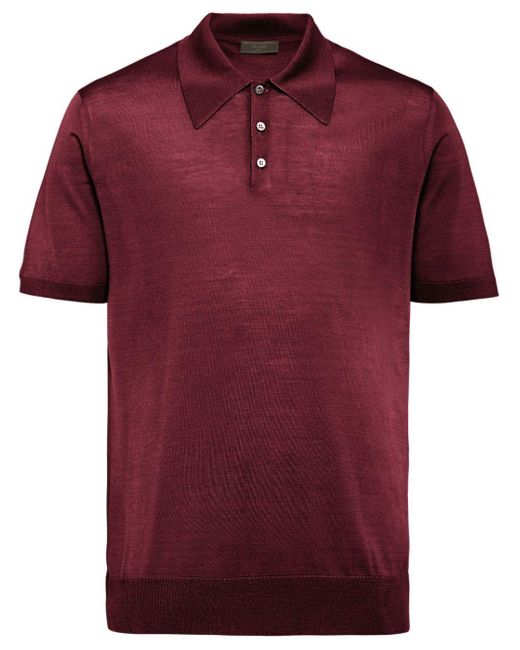 Prada Red Short-sleeve Wool Polo for men