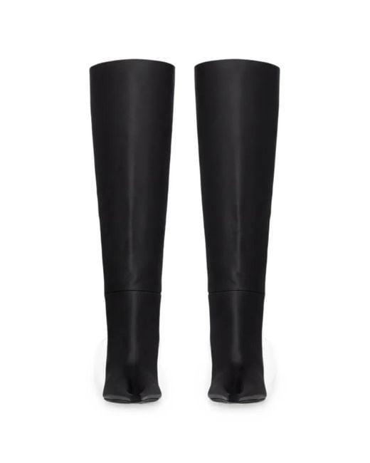 Saint Laurent Black Pointed-Toe Knee-High Boots