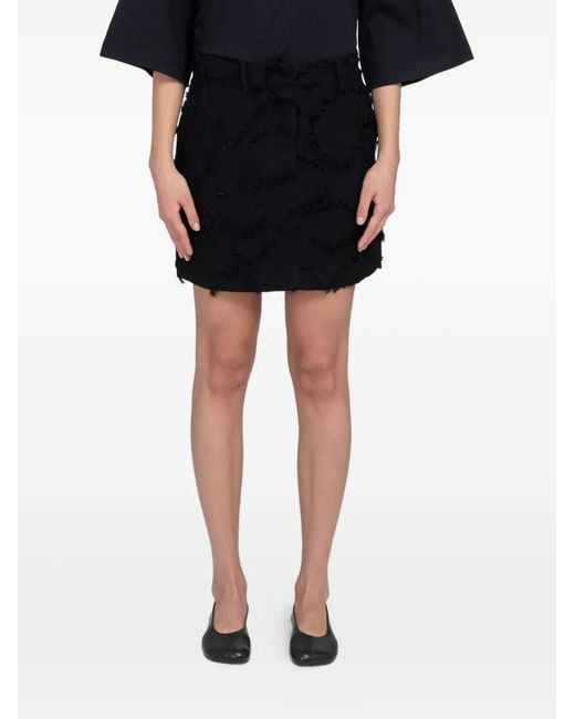 Minimum Black Esme Frayed Mini Skirt
