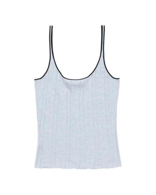 Acne Blue Silk Knit Tank Top