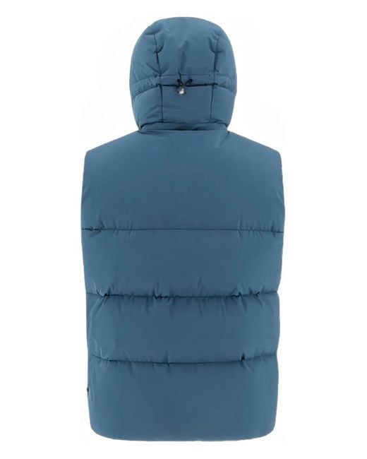 Herno Blue Hooded Zip Gilet for men