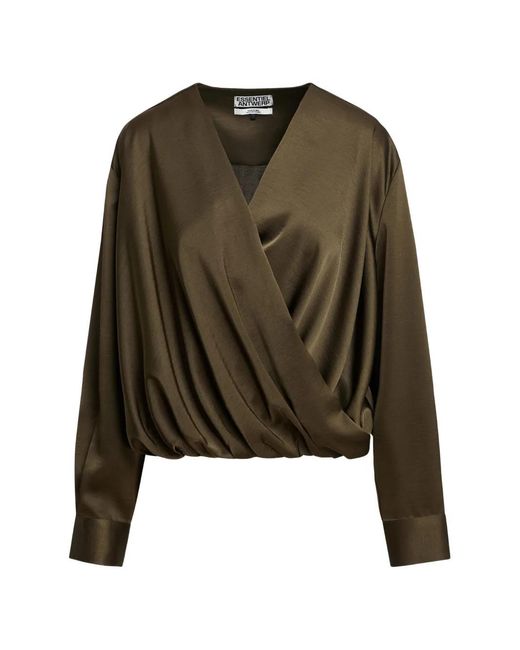 Essentiel Antwerp Green Kolkwitzia Wrap-Style Blouse