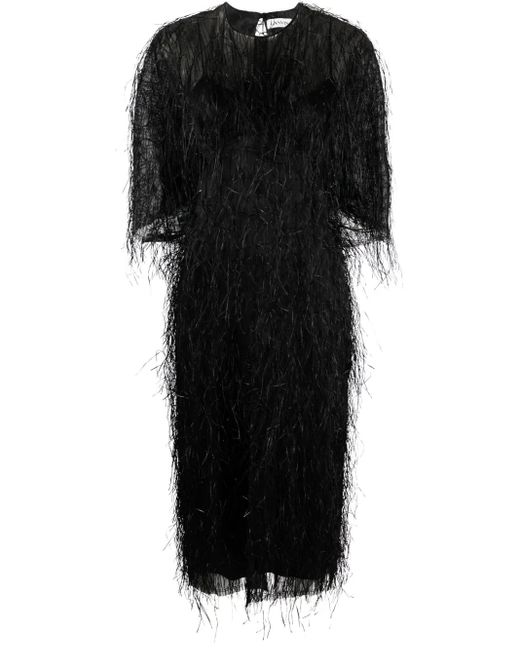 Lanvin Black Fringed Midi Dress