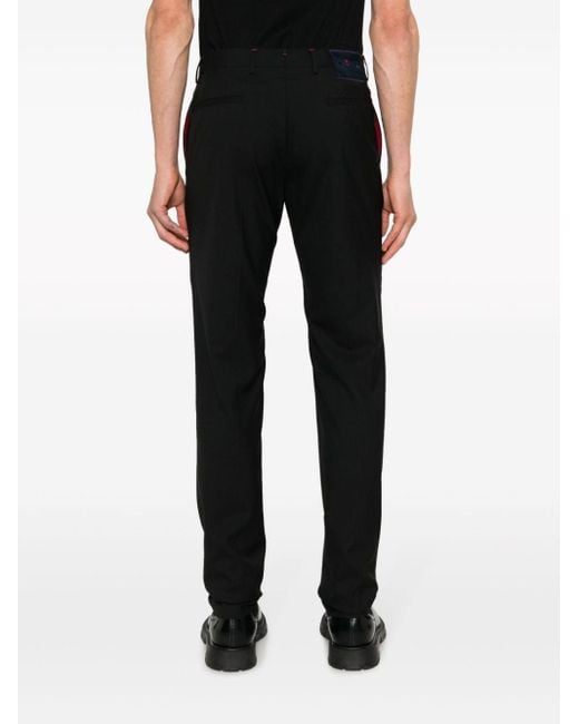 Pantalones slim con logo bordado Kiton de hombre de color Black