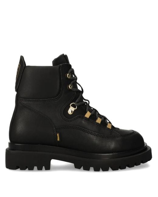 Blauer Black Lace-Up Combat Boots
