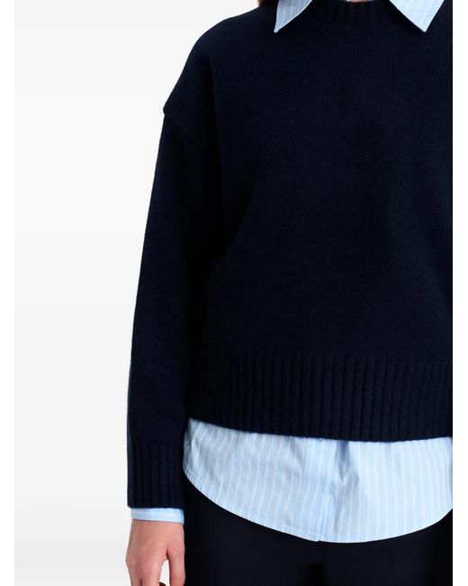 Pringle of Scotland Blue Crew-Neck Cashmere Sweater