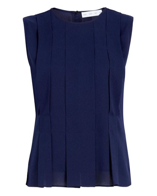 Proenza Schouler Blue Makayla Pleated Sleeveless Top