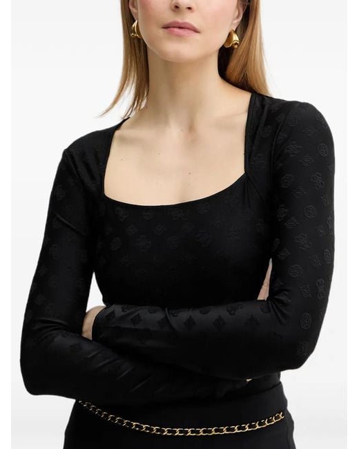 Guess Black Elleona Long-Sleeve Top