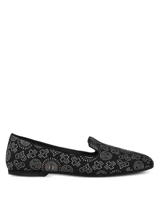 10 Corso Como Black Loafer mit Symbolstickerei