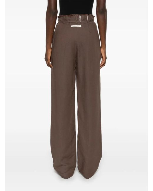 Patrizia Pepe Brown Frayed-Detailed Trousers