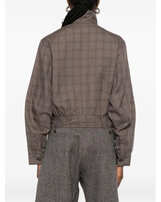 Our Legacy Brown Checked Button-Up Bomber Jacket