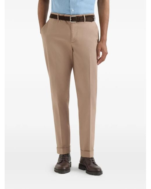 Brunello Cucinelli Natural Pantalon À Coupe Italienne Teint En Gabardine Américaine Pima En Coton Confort for men