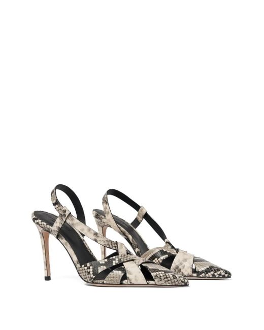 Scarosso Metallic 85Mm Athena Snakeskin-Embossed Slingback Pumps