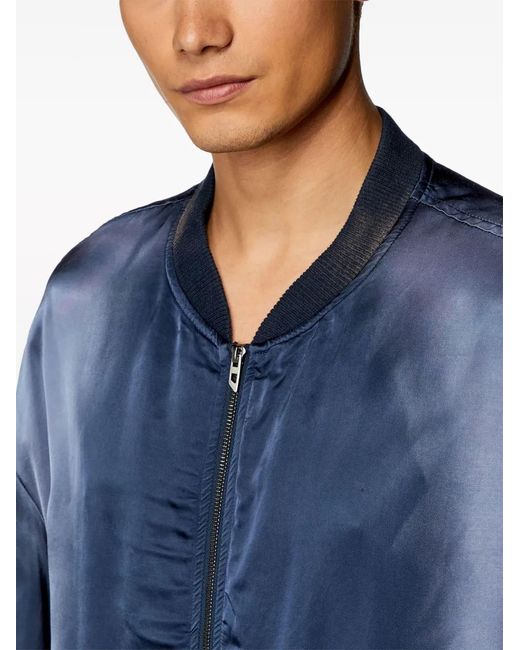 DIESEL Blue J-Martex Satin Bomber Jacket for men