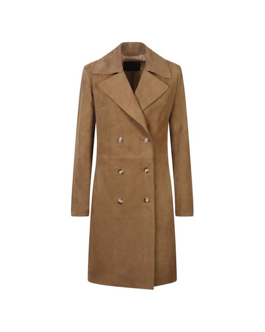 Dondup Natural Double-Breasted Suede Coat