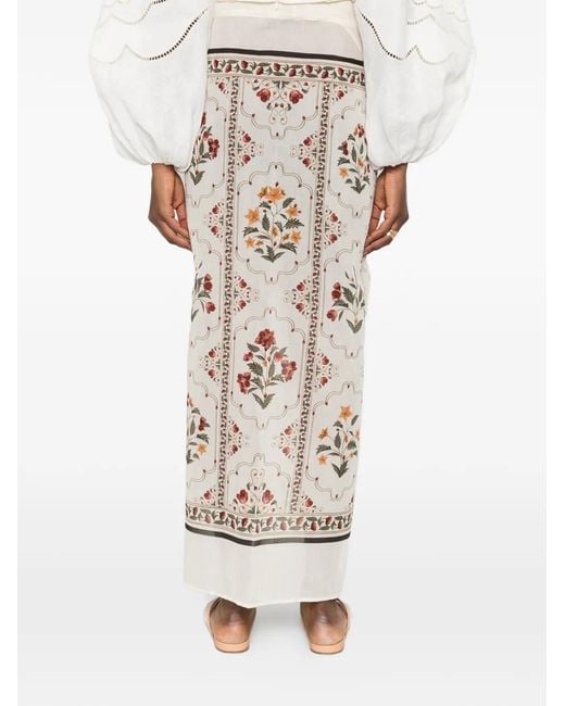Agua Bendita White Lavanda Andes Floral-Print Pareo