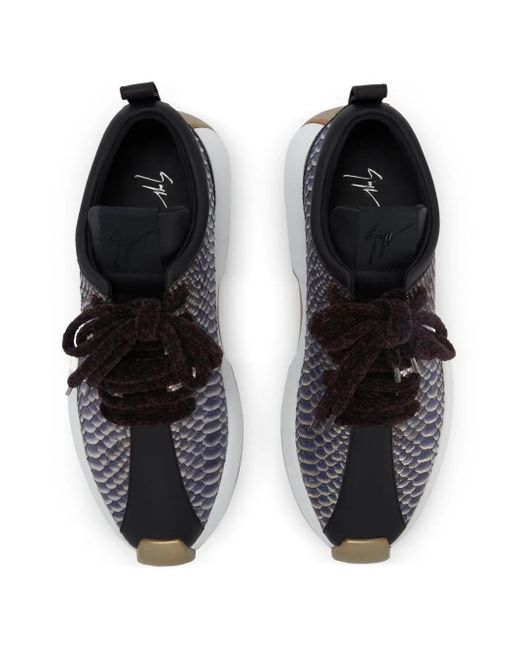 Giuseppe Zanotti Black Snakeskin-Print Sneakers for men