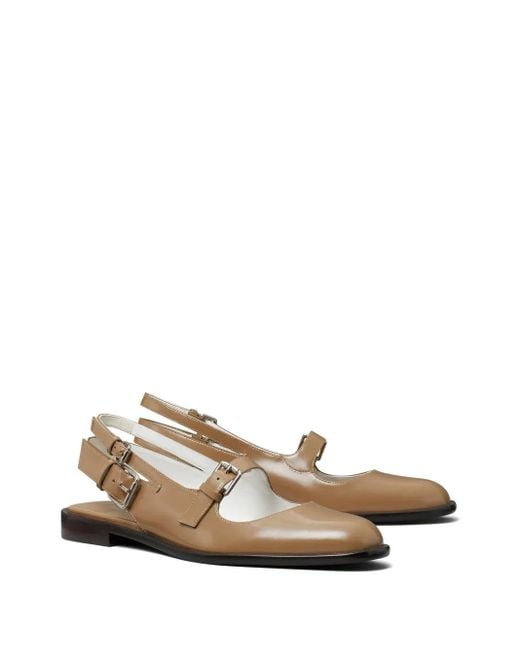 Tory Burch Brown Multi-Buckle Ballerina Shoes