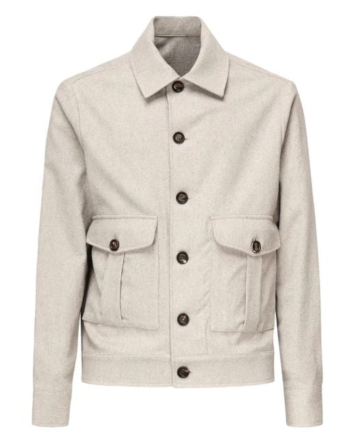 Camicia Con Tasche Applicate E Bottoni di Eleventy in Natural da Uomo