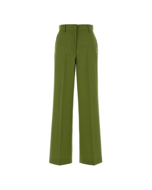 Weekend by Maxmara Green Visivo Stretch Wool Palazzo Trousers
