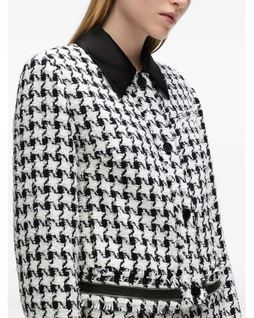 Karl Lagerfeld Black Houndstooth Bouclé Jacket