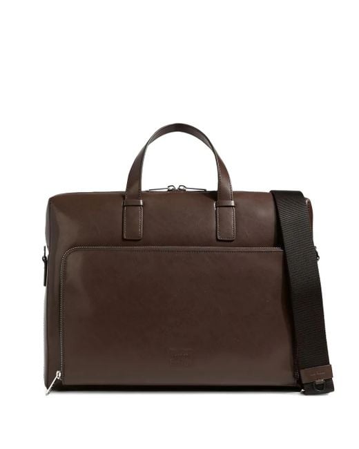Paul Smith Leren Aktetas Met Rits in het Brown voor heren