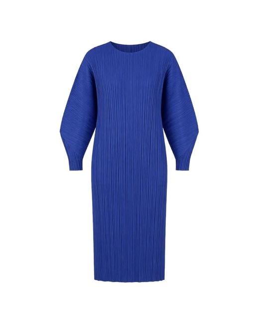 Pleats Please Issey Miyake Blue Skyline Batwing-Sleeve Dress