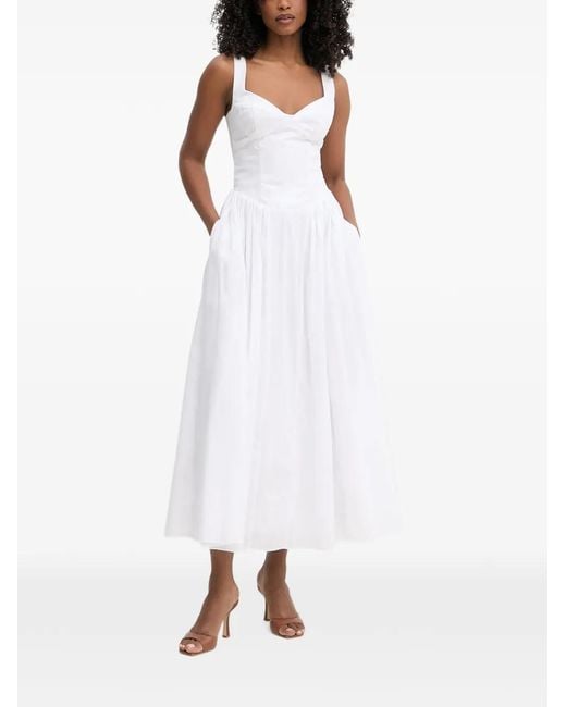 Bardot White Theodora Lace-Up Flared Maxi Dress
