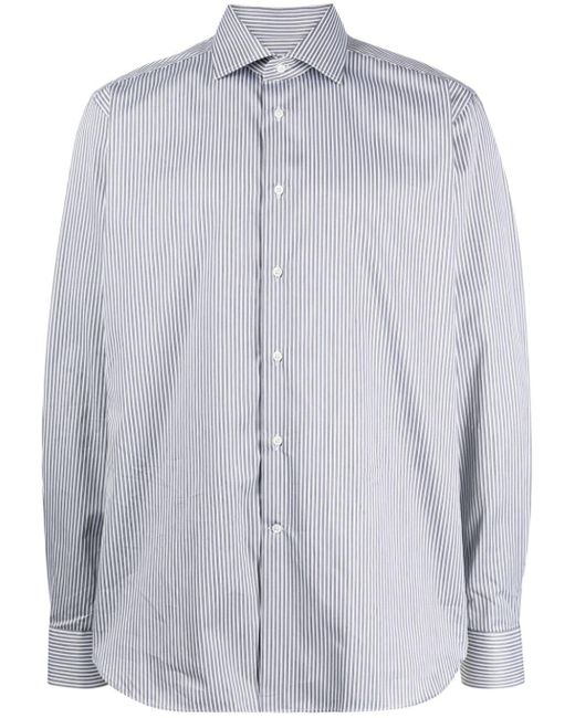 Corneliani Blue Striped Cotton Shirt for men