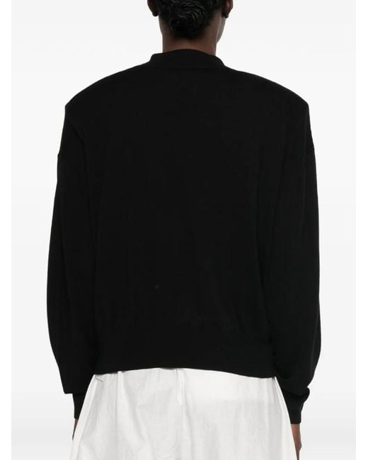 Frankie Shop Black Rue High-Neck Padded-Shoulder Sweater