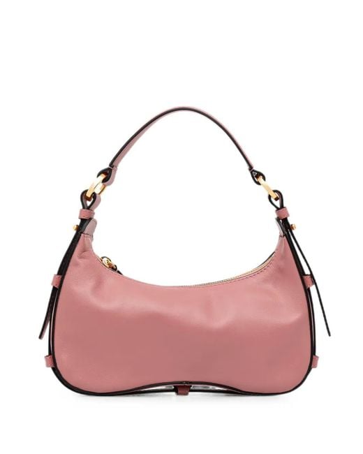 Pollini Pink Identity Logo-Debossed Leather Tote Bag