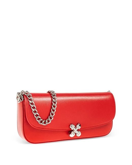McQueen Red Leather Shoulder Bag