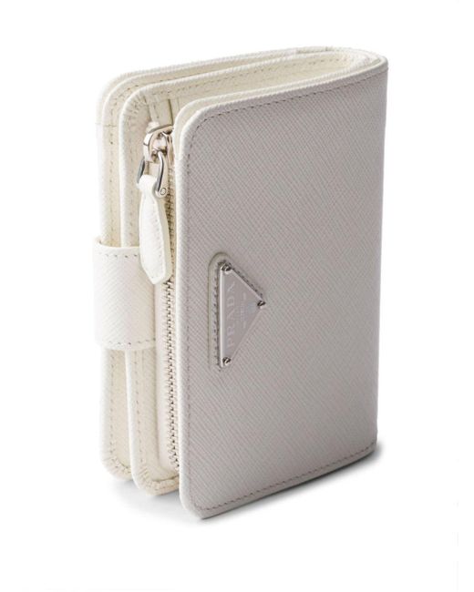 Prada White Triangle-logo Saffiano-leather Wallet