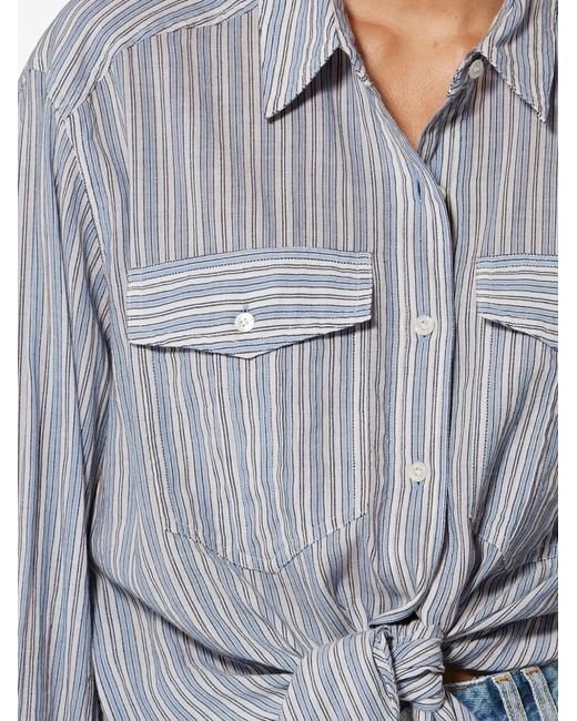 Isabel Marant Gray Nath Striped Flap-Pocket Shirt