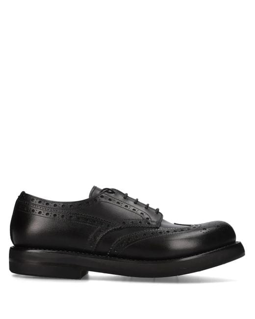 Premiata Black Leather Derby Shoes for men