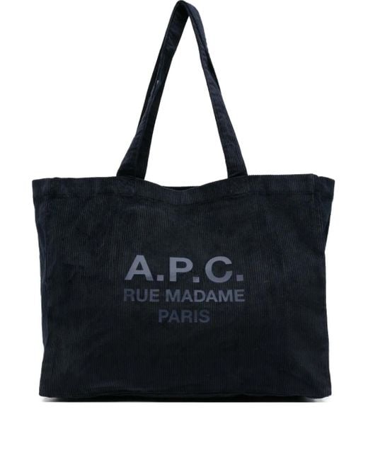 A.P.C. Black Corduroy Tote Bag