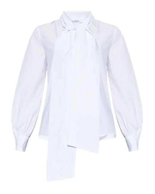 Max Mara White Stretch Cotton Blouse