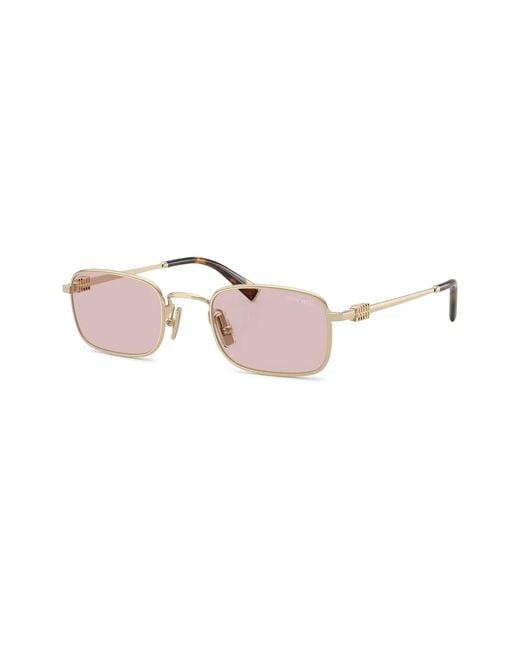 Miu Miu Pink Rectangle-Frame Sunglasses