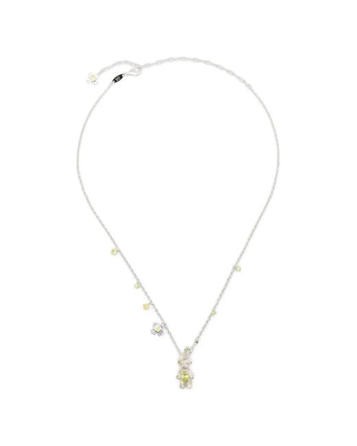YVMIN White Flower Bear-Charm Necklace
