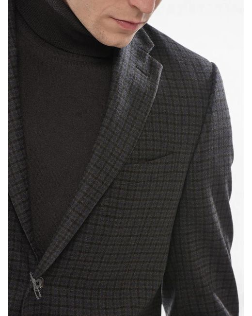 Corneliani Black Checked Blazer for men