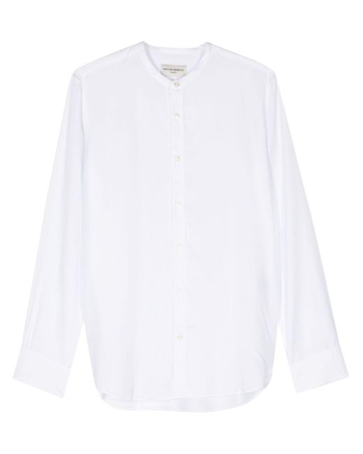 Officine Generale White Band-collar Long-sleeve Shirt for men