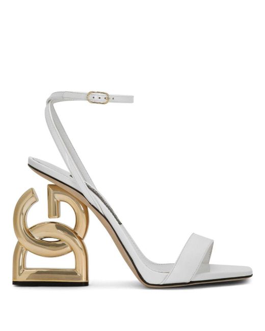 Dolce & Gabbana Keira 105mm Dg-heel Sandals in het White