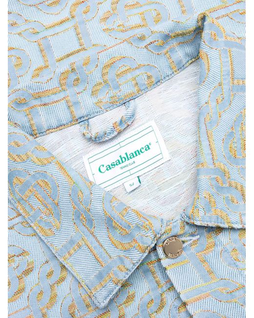 Casablanca Blue Monogram-Jacquard Denim Jacket for men