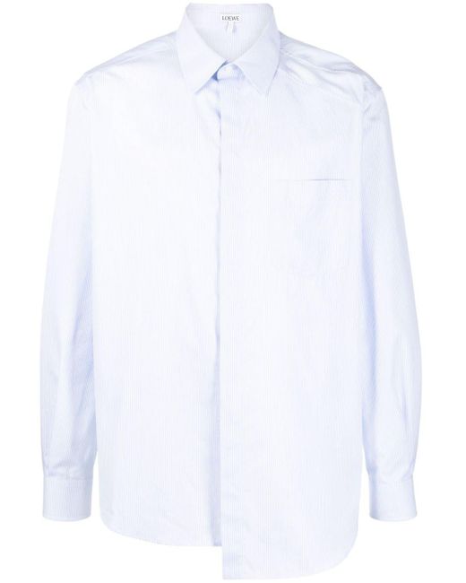 Chemise rayée en coton à design asymétrique Loewe pour homme en coloris White