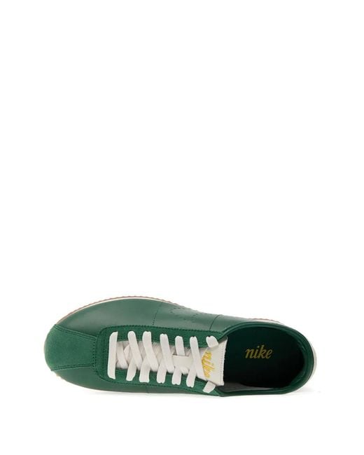Nike Green Cortez Perforated-Detail Leather Sneakers