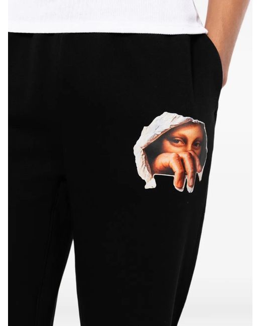 Melt Black Graphic-Print Track Pants for men